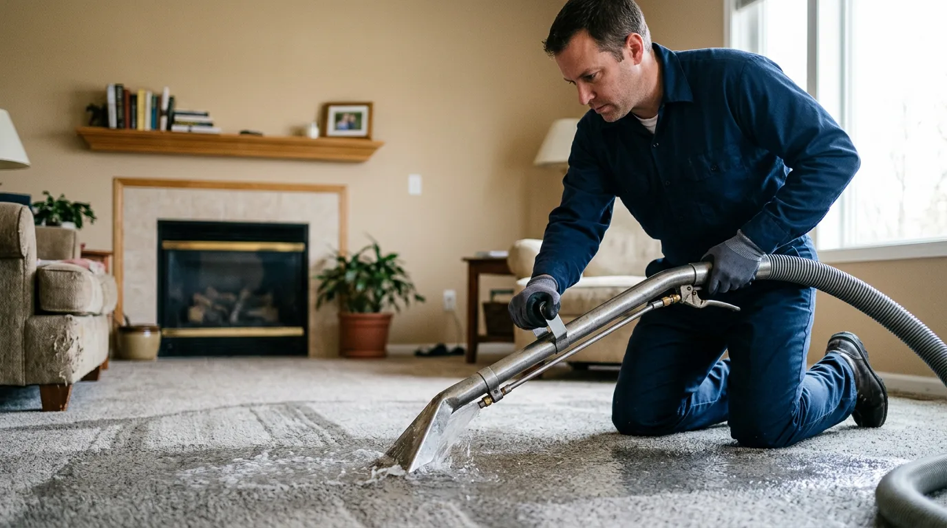 Water damage restoration technician working near Edinburg, ND